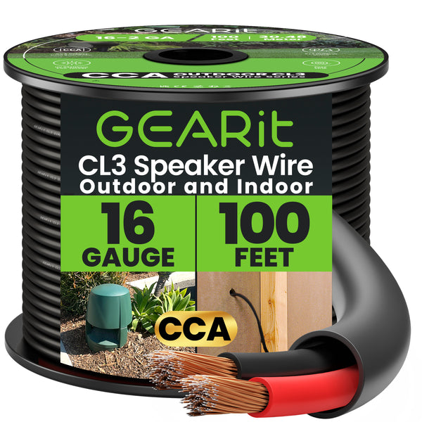 16/2 Outdoor Speaker Wire 16 Gauge CCA - CL3 Rated for Direct Burial in Ground