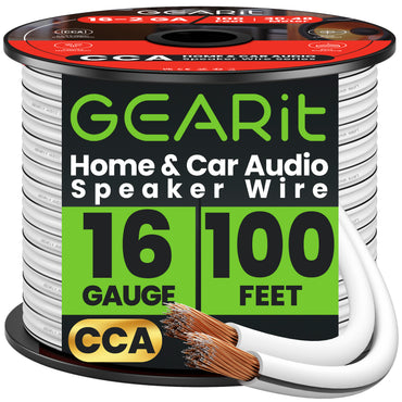 16 Gauge Speaker Wire CCA - Copper Clad Aluminum - Home Theater, Car Speakers & More