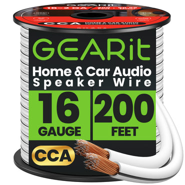 16 Gauge Speaker Wire CCA - Copper Clad Aluminum - Home Theater, Car Speakers & More