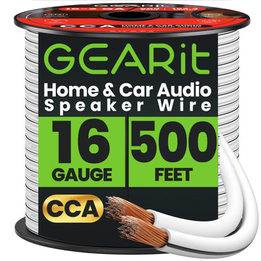 16 Gauge Speaker Wire CCA - Copper Clad Aluminum - Home Theater, Car Speakers & More