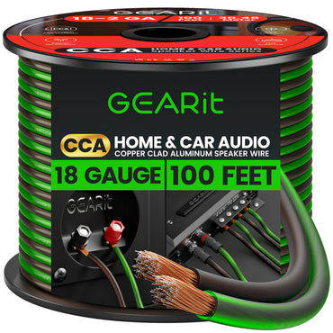 18 Gauge Speaker Wire, Speaker Cable 100ft for Car Audio, Home Theater, CCA