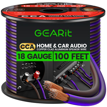 18 Gauge Speaker Wire, Speaker Cable 100ft for Car Audio, Home Theater, CCA