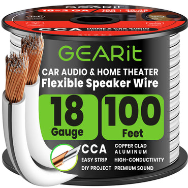 color_white | 18 Gauge Speaker Wire CCA White 100 ft