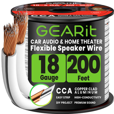 color_white | 18 Gauge Speaker Wire CCA White 200 ft