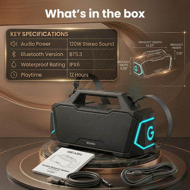 GEARit BOOM 120W Portable Bluetooth Speaker IPX6