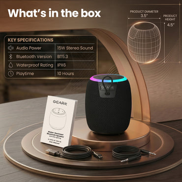 Portable Water-Resistant 15W Bluetooth Speaker