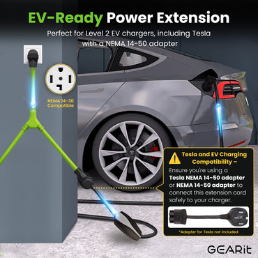 30 Amp NEMA 14-30P to 14-30R and 14-50R Splitter Power Cord Adapter - 4 Prong STW 10AWG 4C