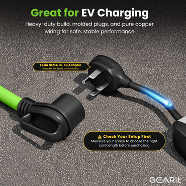 30 Amp NEMA 14-30P to 14-30R and 14-50R Splitter Power Cord Adapter - 4 Prong STW 10AWG 4C