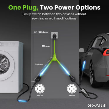 30 Amp NEMA 14-30P to 14-30R and 14-50R Splitter Power Cord Adapter - 4 Prong STW 10AWG 4C