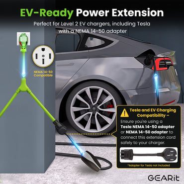 50 Amp NEMA 14-50P to Dual NEMA 14-50R Splitter Power Cord Adapter - 4 Prong STW 6/3, 8/1 AWG