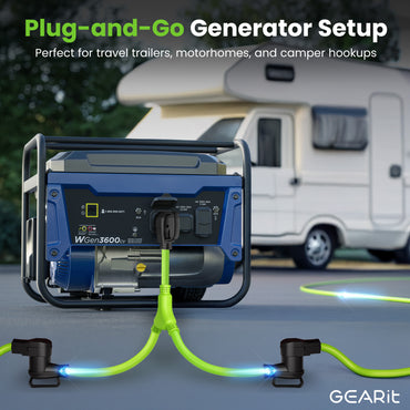 50 Amp NEMA 14-50P to Dual 30 Amp NEMA TT-30R Splitter Power Cord Adapter - STW 10AWG 3C