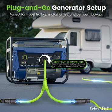 30 Amp 10/4 AWG NEMA L14-30P to 2x L14-30R SJTW Splitter Power Cord Adapter