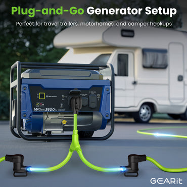 30 Amp NEMA TT-30P to Dual NEMA TT-30R Splitter Power Cord Adapter - 3 Prong STW 10AWG 3C