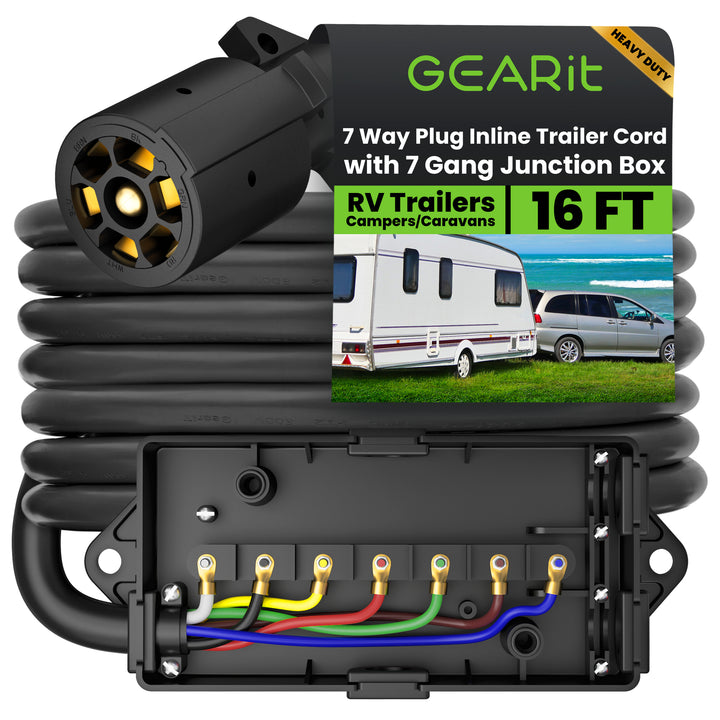 Underground Wire For Rv 7 Way Conductor Wire RV Trailer Cord with Junction Box - GEARit