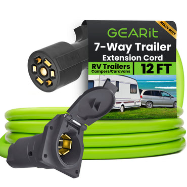 Heavy Duty 7 Way RV Trailer Extension Cord with Dust Cover