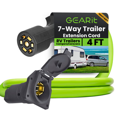 Heavy Duty 7 Way RV Trailer Extension Cord with Dust Cover