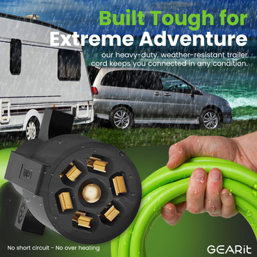 Heavy Duty 7 Way RV Trailer Extension Cord with Dust Cover