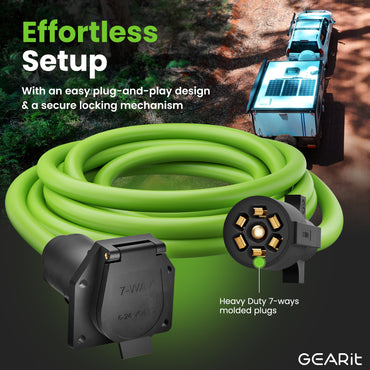 Heavy Duty 7 Way RV Trailer Extension Cord with Dust Cover