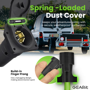 Heavy Duty 7 Way RV Trailer Extension Cord with Dust Cover