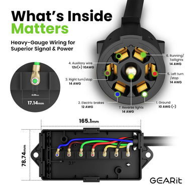 7 Way Conductor Wire RV Trailer Cord with Junction Box