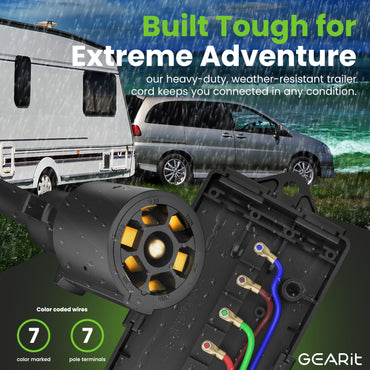 7 Way Conductor Wire RV Trailer Cord with Junction Box