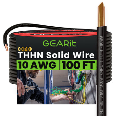 Color_Black | GEARit 10 AWG solid THHN wire, black, 100 ft spool