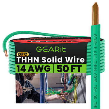 Color_Green | GEARit 14 AWG solid THHN wire, green, 50 ft spool
