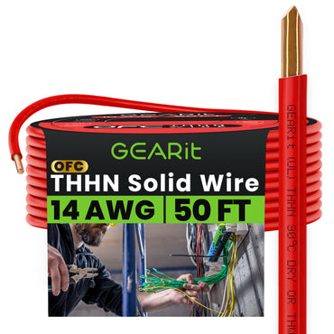 Color_Red | GEARit 14 AWG solid THHN wire, red, 50 ft spool