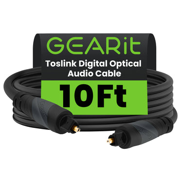 GEARit TOSLINK digital optical audio cable 10 ft black
