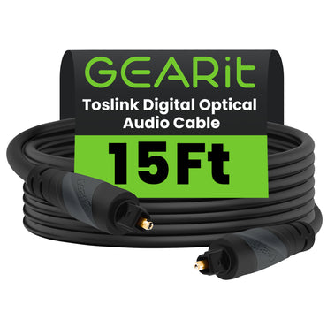 GEARit TOSLINK digital optical audio cable 15 ft black