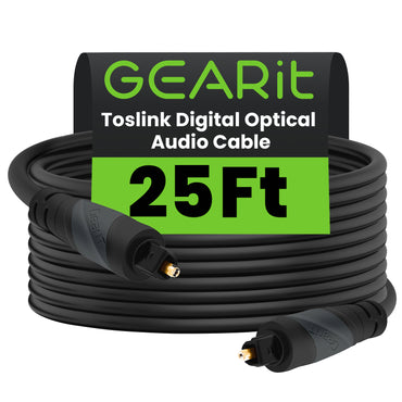 GEARit TOSLINK digital optical audio cable 25 ft black