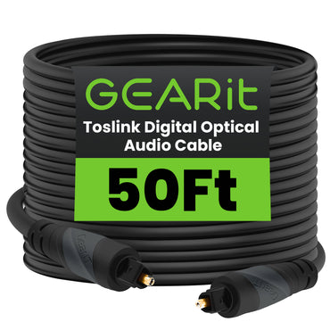 GEARit TOSLINK digital optical audio cable 50 ft black