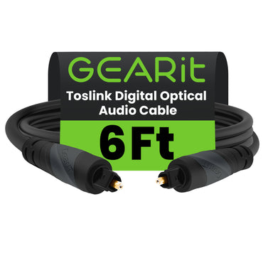 GEARit TOSLINK digital optical audio cable 6 ft black