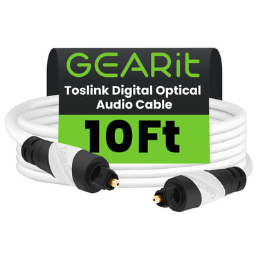 GEARit TOSLINK digital optical audio cable 10 ft white