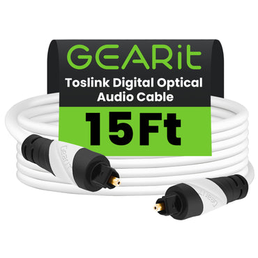 GEARit TOSLINK digital optical audio cable 15 ft white