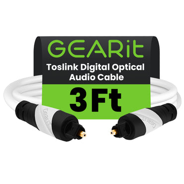 GEARit TOSLINK digital optical audio cable 3 ft white