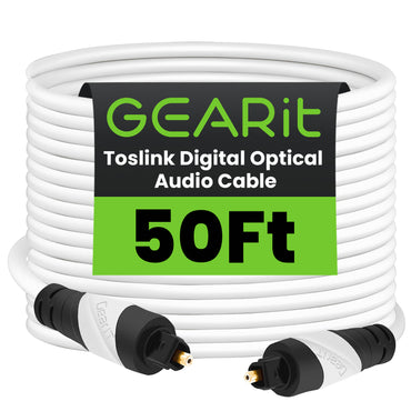 GEARit TOSLINK digital optical audio cable 50 ft white