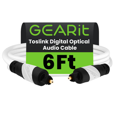 GEARit TOSLINK digital optical audio cable 6 ft white