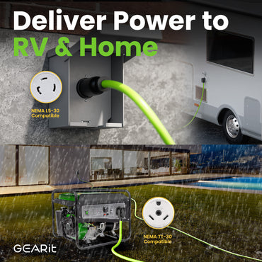 30 Amp 10/3 AWG NEMA TT-30P to L5-30R STW Generator Power Cord