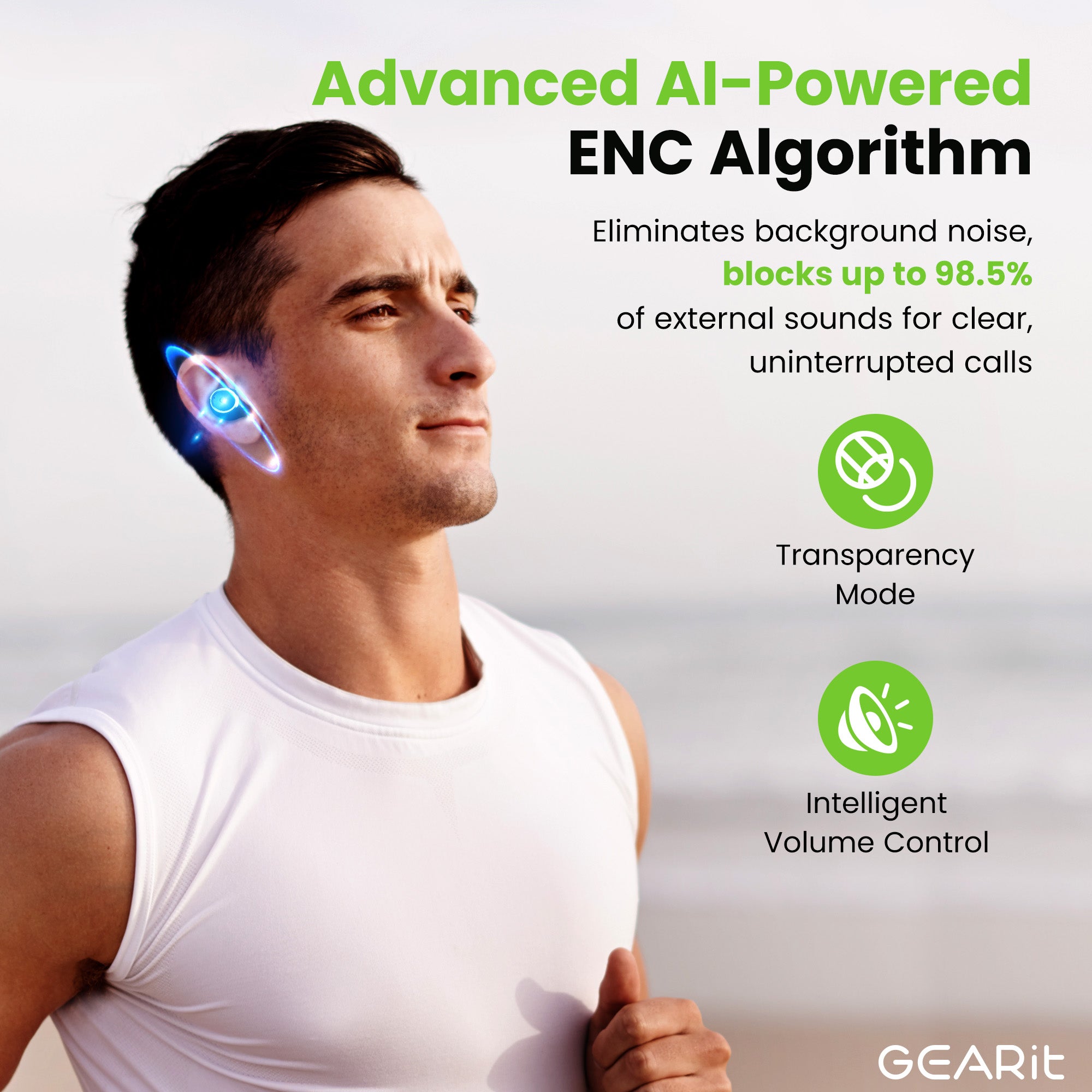 GEARit True Wireless Bluetooth Earbuds w/ Active Noise Cancellation, 2
