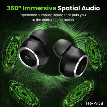 GEARit True Wireless Bluetooth Earbuds w/ Active Noise Cancellation, 22h Playtime