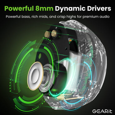 GEARit True Wireless Bluetooth Earbuds w/ Active Noise Cancellation, 22h Playtime