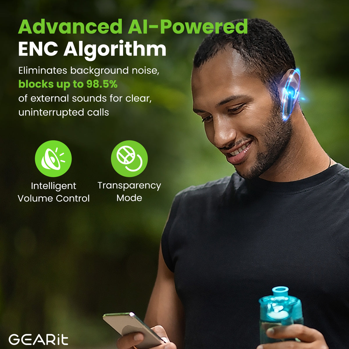 GEARit True Wireless Bluetooth Earbuds w/ Active Noise Cancellation, 2