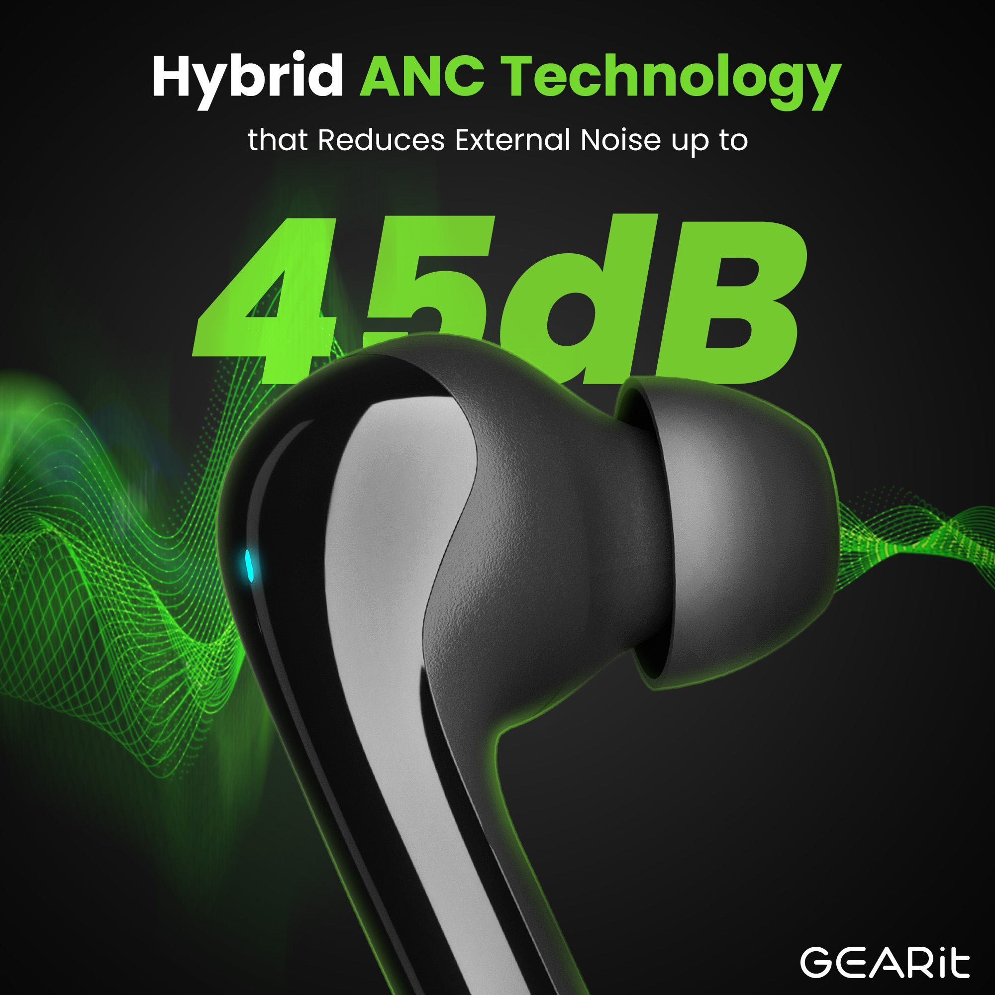 GEARit True Wireless Bluetooth Earbuds w/ Active Noise Cancellation 2 GEARit True Wireless Bluetooth Earbuds w/ Active Noise Cancellation 2