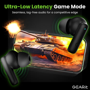 GEARit True Wireless Bluetooth Earbuds w/ Active Noise Cancellation, Touch Control LCD Display