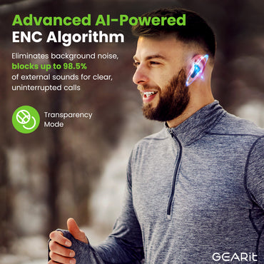 GEARit True Wireless Earbuds w/ Adaptive Hybrid ANC 16 Hour Battery Qi Charging