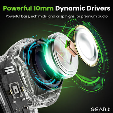 GEARit True Wireless Earbuds w/ Adaptive Hybrid ANC 16 Hour Battery Qi Charging