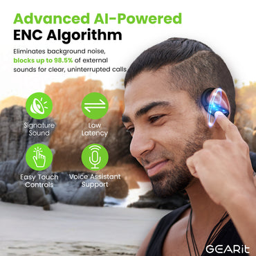 GEARit Sport Hook Earbuds - Waterproof IPX7 Bluetooth 5.4 23hr Battery