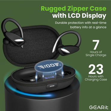 GEARit Sport Hook Earbuds - Waterproof IPX7 Bluetooth 5.4 23hr Battery