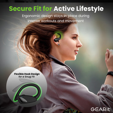 GEARit Sport Hook Earbuds - Waterproof IPX7 Bluetooth 5.4 23hr Battery